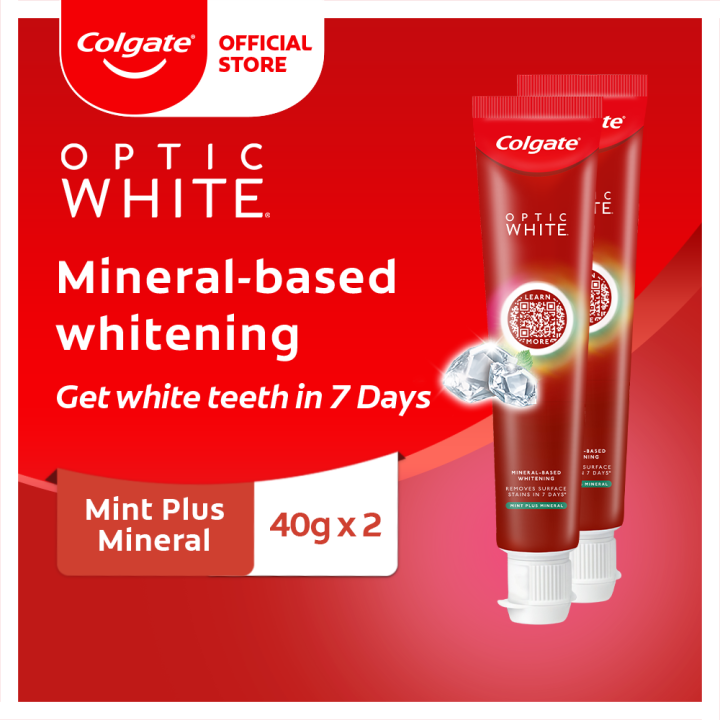 Colgate Optic White Toothpaste - Sparkling White, Whitening Toothpaste, Twin Pack, 40g