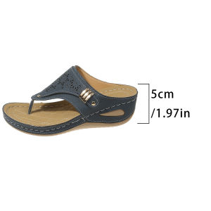 [Free Shipping] WomenS Summer Flip-Flops New Style Large Size With Hollowed-Out Design And Thick Metal Soles