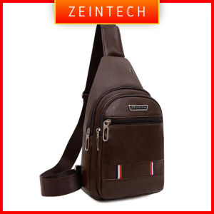 Sling Bag Chest Bag PU Leather Zipper Bag Trendy Stylish Travel Bag Work Bag Business Bag Versatile Mens Best Quality