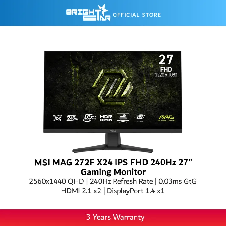 MSI MAG 272F X24 27" FHD 240hz Rapid IPS Gaming Monitor