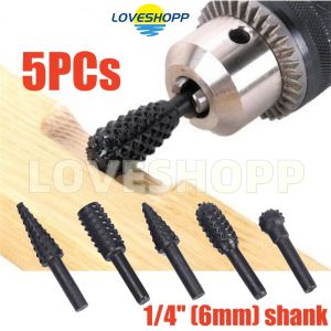 [COD] 5pcs/set Home & Living Tool HSS Steel Burr Wood Rasp Drill Bits Rotary Drill Bit