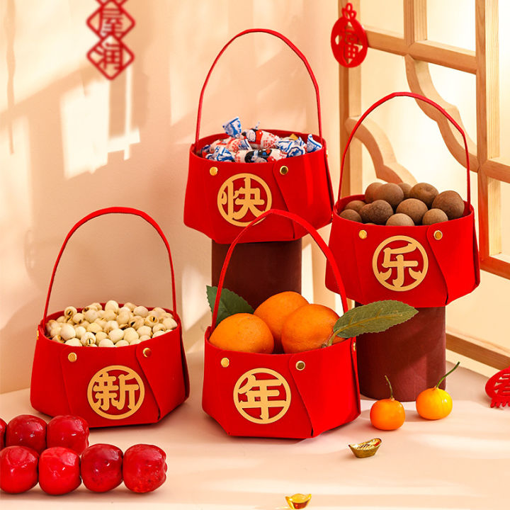 4Pcs Hand Carry Decoration 2026 CNY Dry Fruit Basket House Warming ...