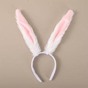 Rabbit Ears Headband Fashion Fluffy Cute Bunny Dressing Up Headband Hair Hoop Female Anime Women Cartoon Plush Headband Halloween Party Cosplay Props Daily Wear