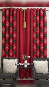 TRENDING CHRISTMASS RING CURTAIN 7FT/85 INCHES LENGTH SOLD FOR 3IN1 AND PER PIECE MADE FROM CANADIAN COTTON WITH 8 RINGS