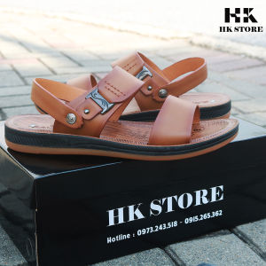 DÉP SANDAL NAM - DÉP DA NAM hàng chính hãng HK.STORE da bò cao cấp kết hợp đế kếp xịn-khâu may chắc chắn.