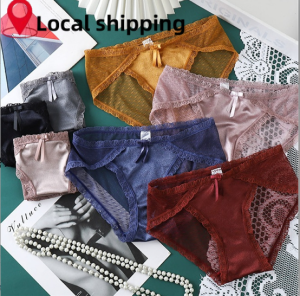 【Local Shipping】Summer Womens Panties   Lace Underwear Mesh Transparent Panties Cool And Breathable Thin Seamless Briefs Soft And Comfortable Cotton Crotch Antibacterial Panties