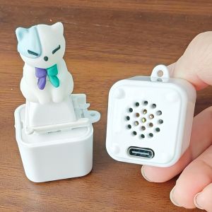 2 trong 1 vui mèo Báo Chí ánh sáng lên thần tài Đồ chơi móc khóa căng thẳng Relief sạc bàn phím cơ Keychain âm thanh Keyring với đèn LED