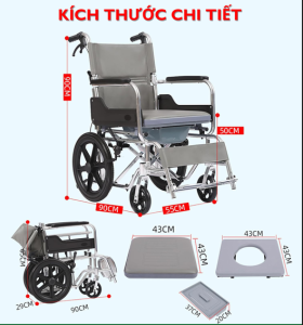 NEW 2025 - Xe lăn có bô Bánh nhỏ Lucass X616L có thắng tay gấp gọn tiện dụng ghế ngồi và tựa lưng không thấm nước