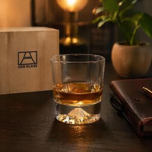 [Yi Zhi Bi] Edo Glass Mount Fuji Tumbler with Wooden Gift Box Singapore
