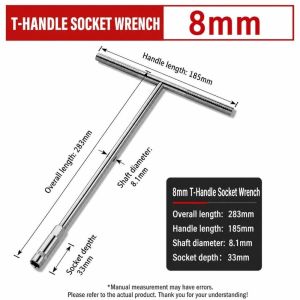 JAYQQ T-Shaped T-Handle Wrench Hex Socket Drive 6-19mm T-Socket Wrench Durable Extended Nut Driver Automotive Repair