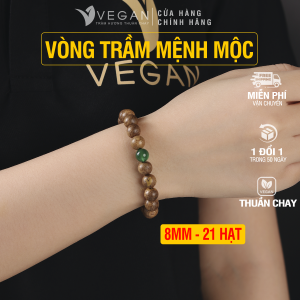 Vòng tay VEGAN Trầm hương Thuần Chay cho người mệnh Mộc 8mm