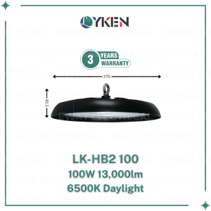 LYKEN Lampu Highbay LED Kalis Air Tahan Lasak | HB2 UFO LED High Bay Light 6500K Daylight IP65 IK08 SIRIM