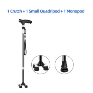 LED Tripod Walking Cane for Elderly Aluminum Alloy Ultra Light Non-Slip Walking Stick Height Adjustable Portable Crutch with Light Seniors Walking Aid