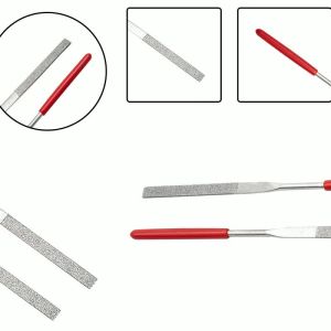 WH Needle File Hand Tool Red Plastic Handle Metal Stone Grinding Flat Diamond 2pcs