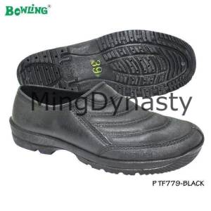 779 Bowling Kasut Kerja Getah Lelaki Tahan Air Waterproof Shoes For Outdoor Rubber Garden Shoes Kitchen Black