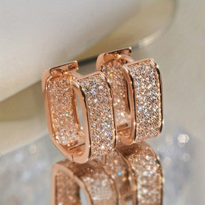 เกาหลีแฟชั่นประดับ CZ Hoop ต่างหูโลหะเงินสี/ทองสีอเนกประสงค์สาวต่างหูเครื่องประดับร้อน