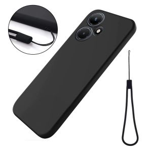 CASING HP XIAOMI POCO M7 4G SILIKON HITAM RING STANDING TALI LANYARD SOFT CASE HANDPHONE