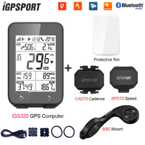 IGPSPORT IGS320 Bike speedometer wireless water proof IPX7 Rechargeable Bike Computer speedometer GPS 2.4 inch LCD display Bluetooth ANT+ mtb speedometer Road speedometer bike