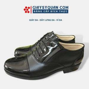 Giày Nam Da Bóng Màu Đen Sang Trọng Đế Cao Su Khâu Chắc Chắc Thiết Kế Thanh Lịch Phù Hợp Cho Môi Trường Công Sở