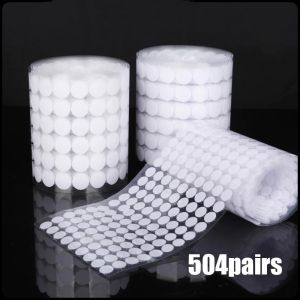504 Pairs Self Adhesive Fastener Tape Dots 10mm Sticker Dots Adhesive Tape Round Velcro Strong Glue White