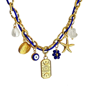 สร้อยคอสแตนเลสสตีลจี้รูปทะเลสร้อยคอแบบผูกเชือกเครื่องประดับสำหรับชายหาดปรับความยาวได้สำหรับงานเลี้ยงประจำวัน