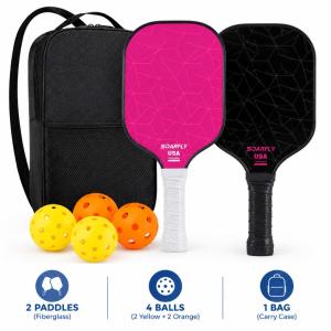 GloRily Pickleball Paddles Set (2 Paddles + 1 Bag + 4 Balls) Lightweight & Durable Starter Kit