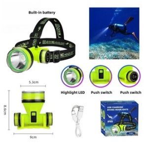 Rechargeable Diving Headlight Professional Led Flashlight Waterproof Fishing Headlamp Outdoor