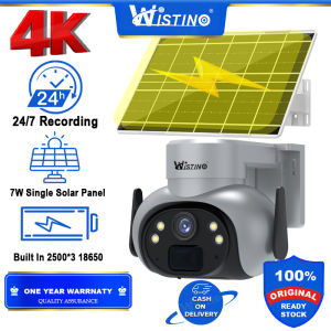Wistino 24 Hours Recording 4K 8MP Double Solar Panel Outdoor PIR Human Detetion Two Way Audio WiFi Security CCTV Solar Camera Camhi Pro APP
