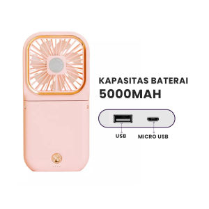 Aolida Kipas Angin Portable Mini USB /Type-C Lipat Dudukan Ponsel Dan Powerbank 5000mAh Baterai Tahan Lama Cocok Untuk Kantor Sekolah Olahraga Luar Ruangan