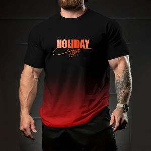 [Local Stock] VCC Mens T Shirt Outdoor Fitness Sports Short Sleeve Tops Casual Comfortable O-neck Breathable Loose Tees Fashion Gradient Clothing