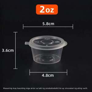 【VIDKHSY Store】100PCS Hinged Sauce Cup with Lid 1/1.5/2/3/4oz Disposable Plastic Container Microwavable Leak-Proof Environmental Food Container Cup