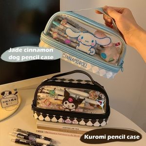 น ่ ารัก Sanrio Creative PVC ขนาดใหญ ่ ความจุปากกากระเป ๋ าดินสอการ ์ ตูน Kuromi My Melody Cinnamoroll Hello Kitty กล ่ องดินสอนักเรียนเครื ่ องเขียน