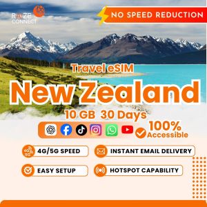 New Zealand eSIM | 5-20GB High Speed | 30 Days Data Plan | Raize Connect