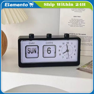 Calendar Clock Flip Clock Alarm Clock Table Clock Ins Style Black Manual Page Turning Calendar Alarm Clock Black Vintage Clock Alarm Clock Retro Decor