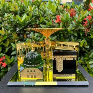 2025 Perhiasan ruang tamu kereta hadiah kawan keluarga mewah kaabah clock stok sedia ada emas hijau