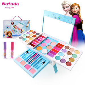 Bafada 56 ชิ้นกล่องเครื่องสำอางลายดิสนีย์สำหรับเด็กชุดเครื่องสำอางแบบพกพาชุดเครื่องสำอางไม่มีสารพิษชุดของเล่นสำหรับเด็กผู้หญิงของขวัญวันเกิดของเล่นแต่งหน้าเด็กแต่งหน้าสำหรับเด็ก