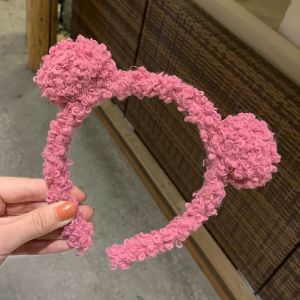 Bando Karakter Telinga Beruang - Bandana Pom Pom Bulu Lembut Untuk Wanita Fashion Trendy - bando