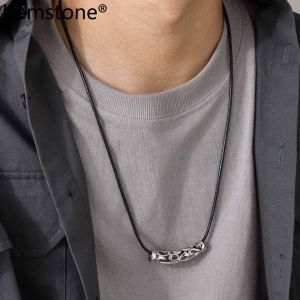 Kemstone Stainless Steel Leather Rope Male Vintage Pendant Necklace Jewelry Gift