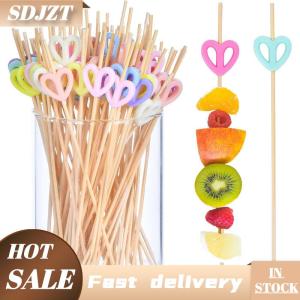 SDJZT 100pcs nhiều màu tim Cocktail chọn tre Tăm Xỉa Răng cho Snack Thanh trái cây tổ chức sự kiện trang trí bên