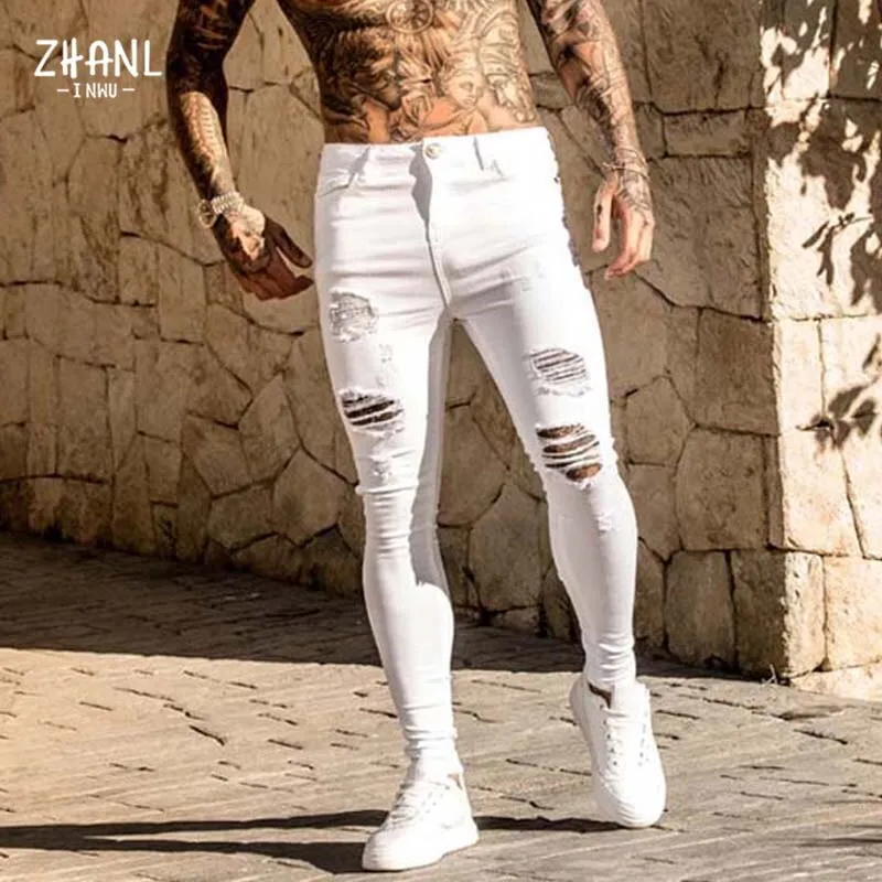 Stacked Jeans Men Skinny Ripped Jeans Slim Fit Patchwork Denim Y2K Grunge  Emo Pants Goth Harajuku Hip Hop Jeans at Amazon Men's Clothing store