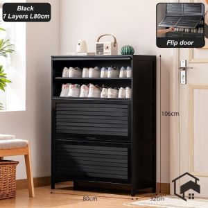 Shoe Cabinet Shoe Rack Multi-layer Entrance Storage Black/Wood/Brown Dustproof Shoe Cabinet