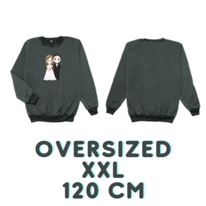 Joy Sana Sweater Oversize Wanita Jumbo Ukuran XXL Motif Just Merrried Bahan Fleece