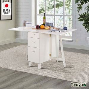 Toraya Meja Makan Lipat Kayu Murah Laci Minimalis DT-75FL2S 4CH