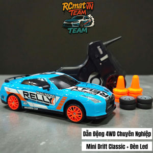 Xe điều khiển RC Mini Drift Racing 1/24 kèm 2 bộ bánh có pin sạc có điều tốc có đèn xe đồ chơi sáng tạo quà tặng cho bé