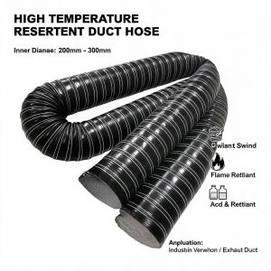 Black Silicone High Temp Hose / Steel Wire Reinforced Heat Insulation Ventilation Duct - Vulcanized Silicone Air ID 20-300mm 1M Length For Industrial Applications