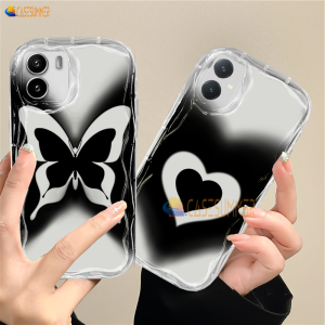 Casing hp Vivo Y36 Y27: Kasus Lembut 3D Gradien & Softcase Butterfly Hitam