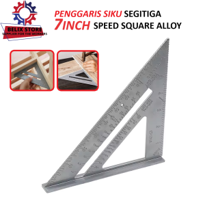 Penggaris Siku Segitiga Alumunium 7inch Speed Square Alloy Penggaris Tukang Sudut Rectangle Ruler