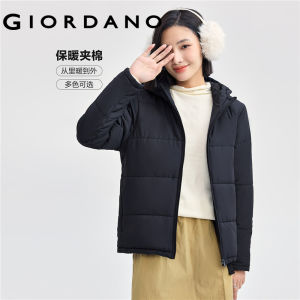 Giordano Women Solid color zip front padded hooded jacket Free Shipping 05372731
