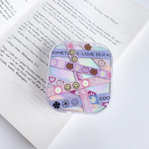 Pharaoh🎀Kartun Beruang Pola Laser Miopia Lensa Kontak Kotak Penyimpanan Gadis Lucu