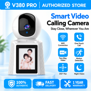 V380 PRO 1080P CCTV Camera with Display Screen WiFi 4.3inch LCD Display Baby Monitor Two-Way Audio Video Calling Full Color Night Vision Indoor Wireless Camera Mobile Phone App Connection Calling Smart Baby Monitor Indoor Security Camera for Home